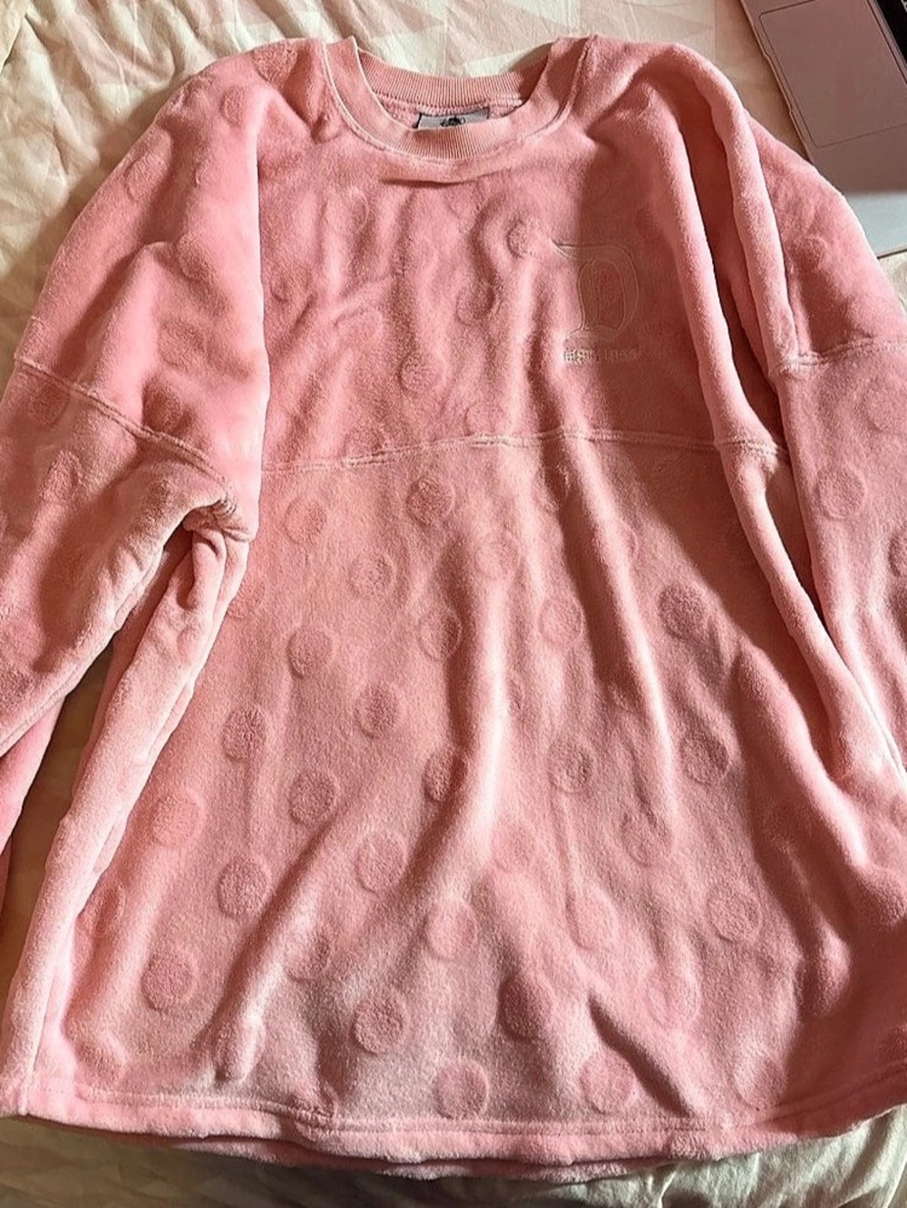 disney pink polka dot sherpa sweatshirt